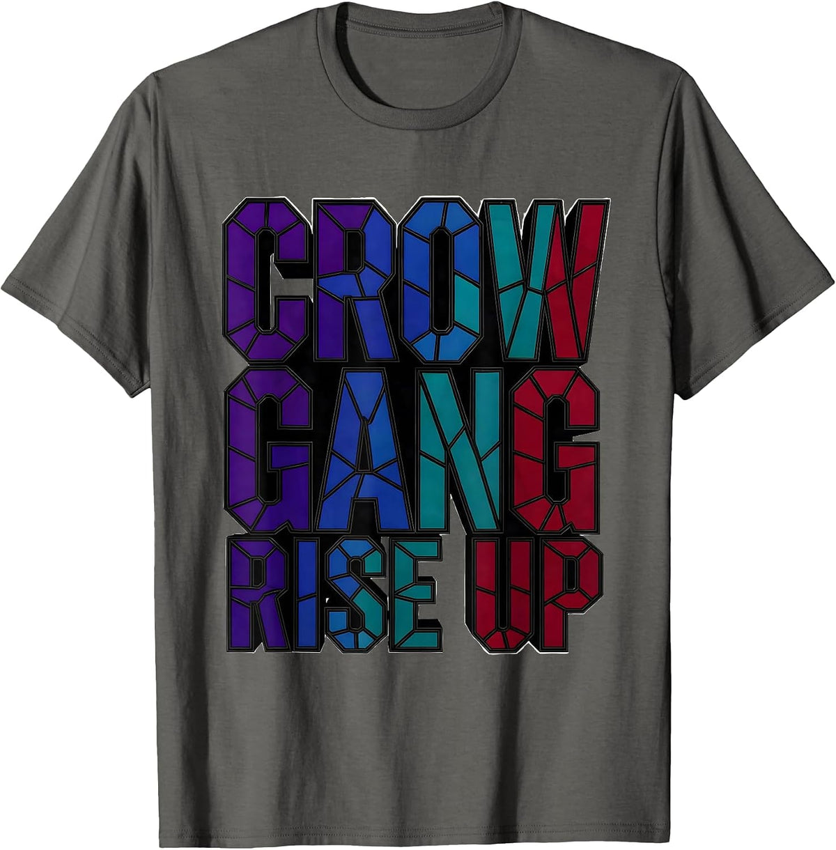 Men's Crow Gang Rise Up Bold Crow Graphic Design T-Shirt - Asphalt Grey