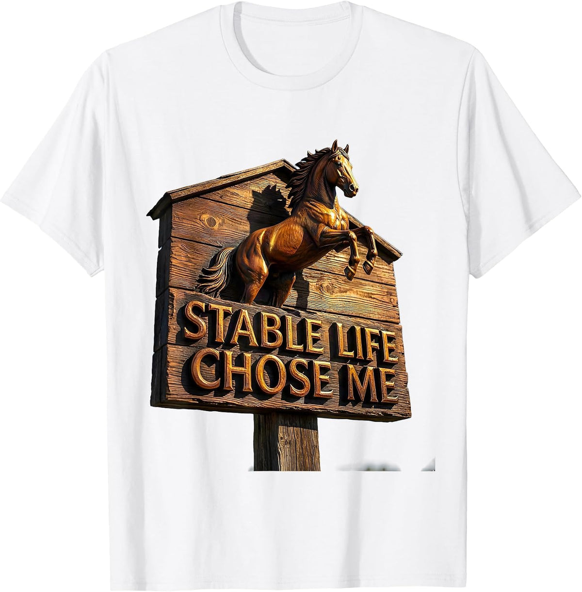 Men's Stable Life Chose Me Horse Lover Design T-Shirt - White