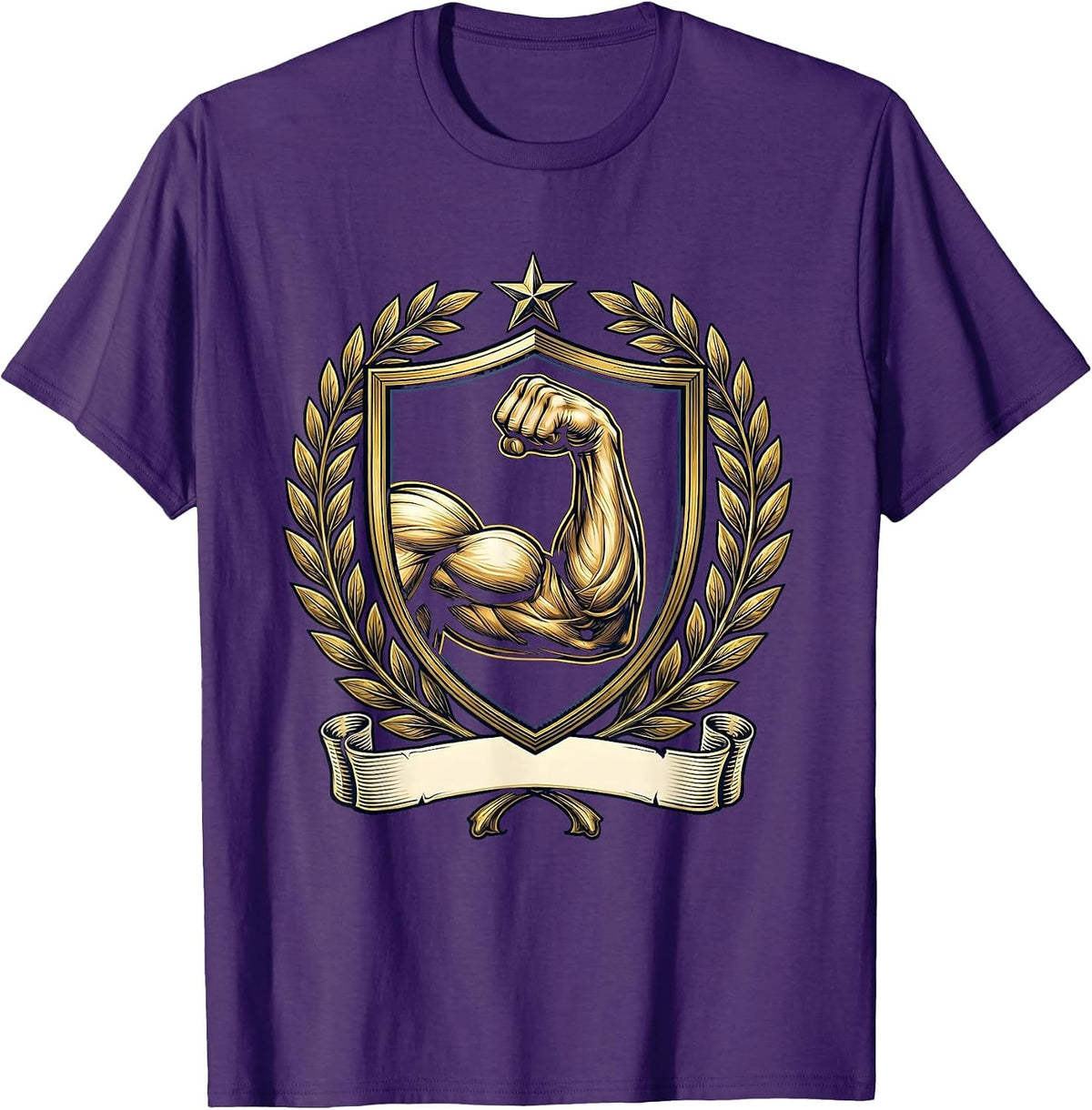 Bicep Curl Gym Weightlifting Graphic T-Shirt - Purple