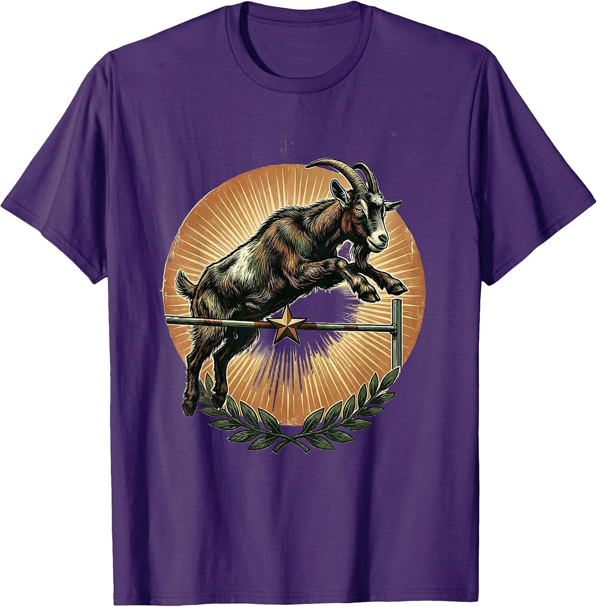 Goat High Jump Vintage Retro Farm Animal Humor T-Shirt - Purple
