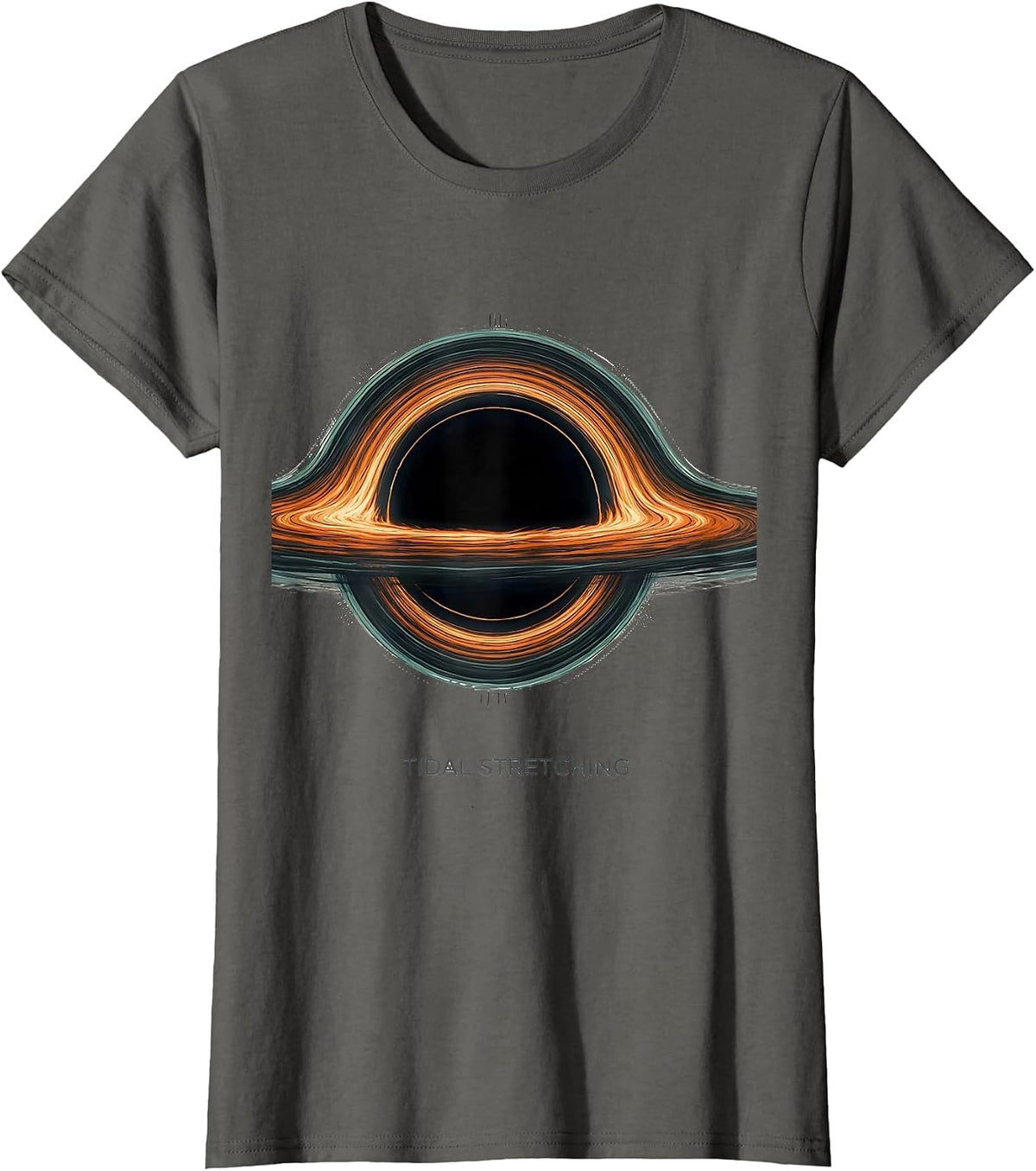 Women's Tidal Stretching Black Hole Astrophysics Science Graphic T-Shirt - Asphalt Grey