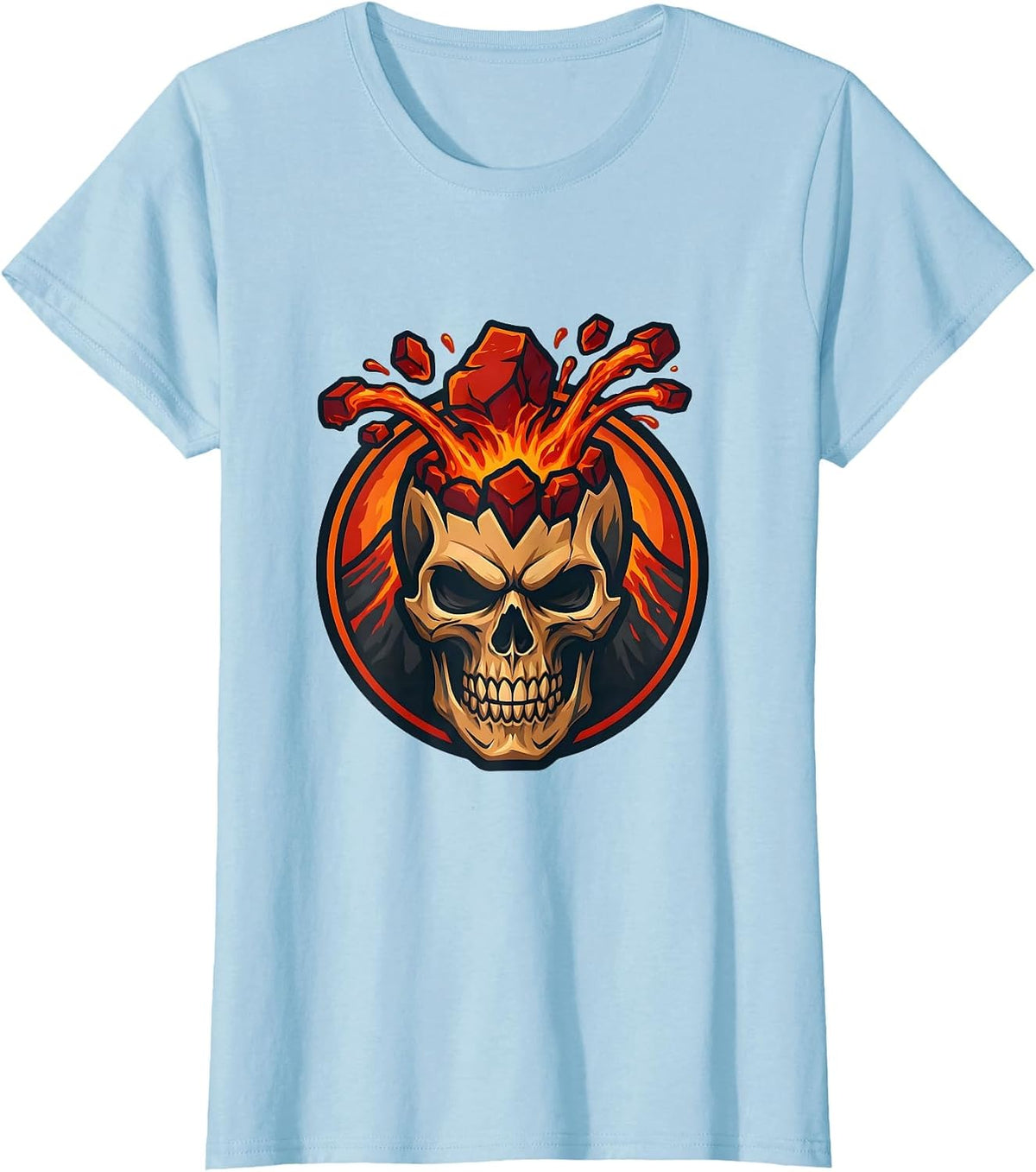 Women's Hawaiian Volcanic Eruption Lava Stream Graphic T-Shirt - Baby Blue
