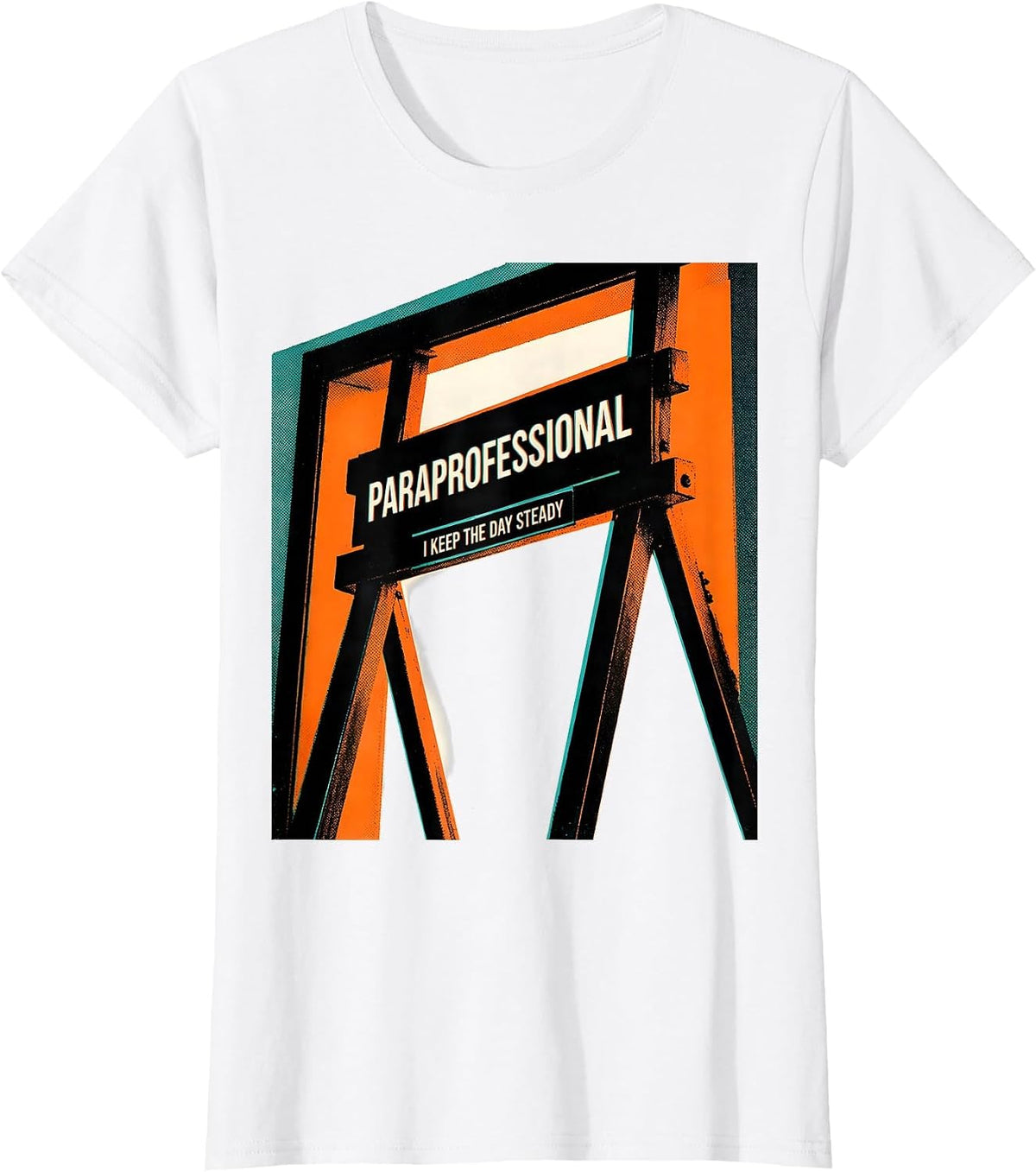 Women's Paraprofessional I Keep The Day Steady Risograph T-Shirt - White