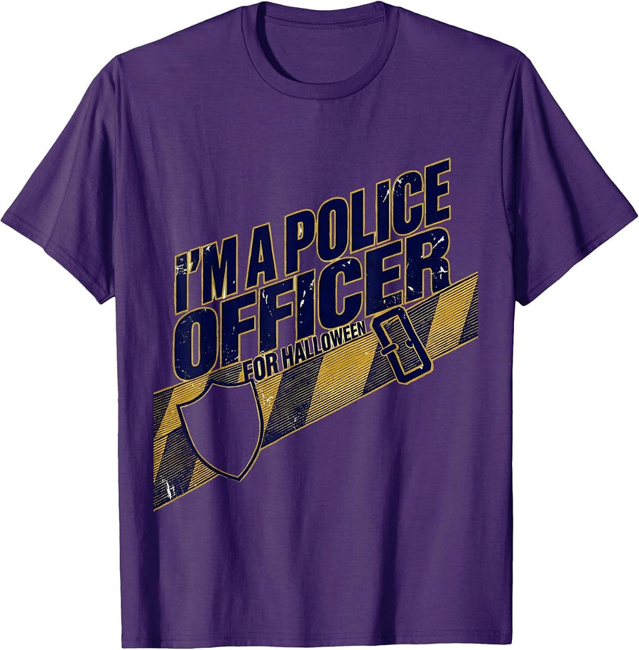 I'm A Police Officer For Halloween Costume Novelty Police T-Shirt, Men, Purple, Large - As Pictured