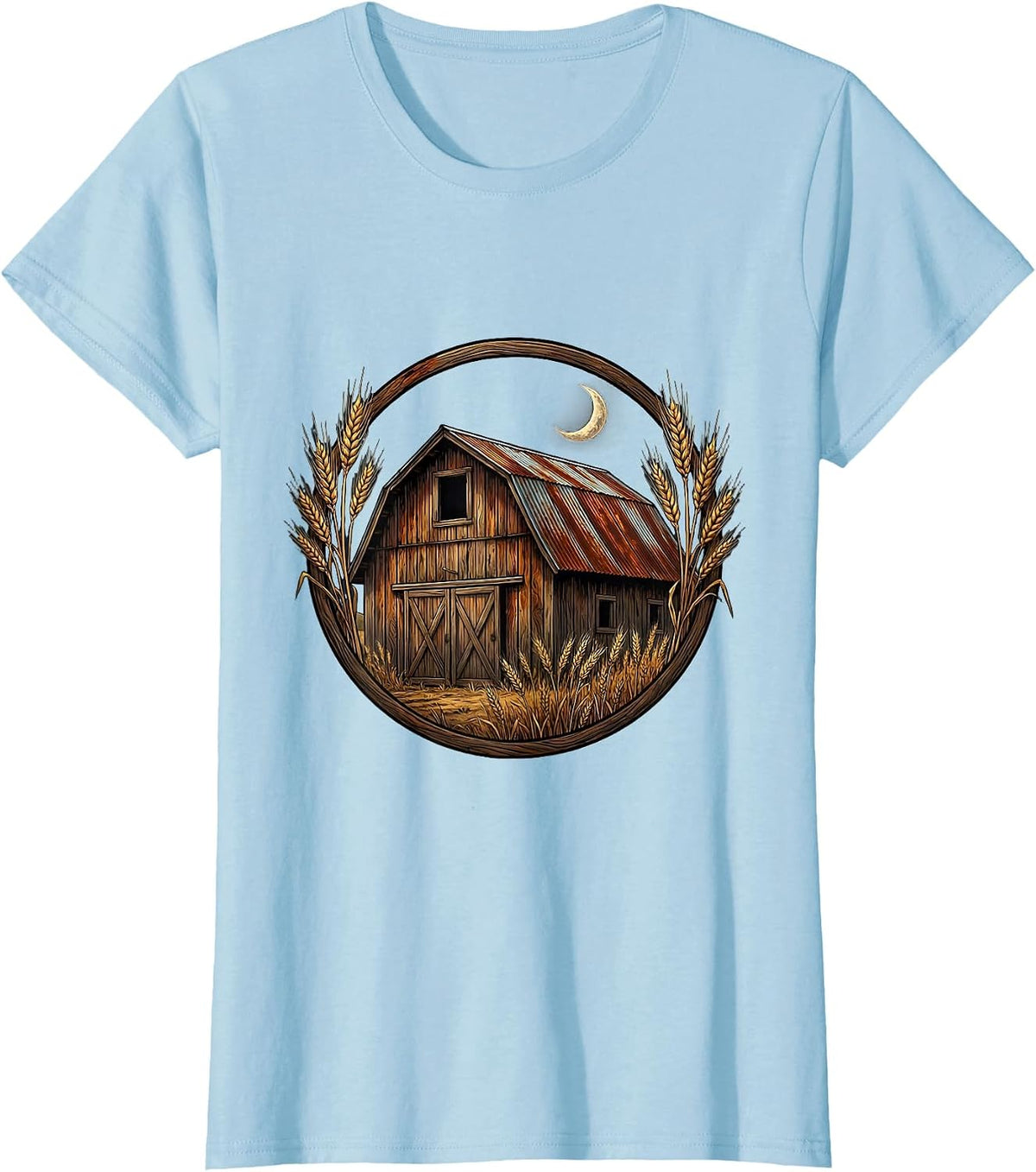 Weathered Barn Rustic Country Music Graphic T-Shirt - Baby Blue