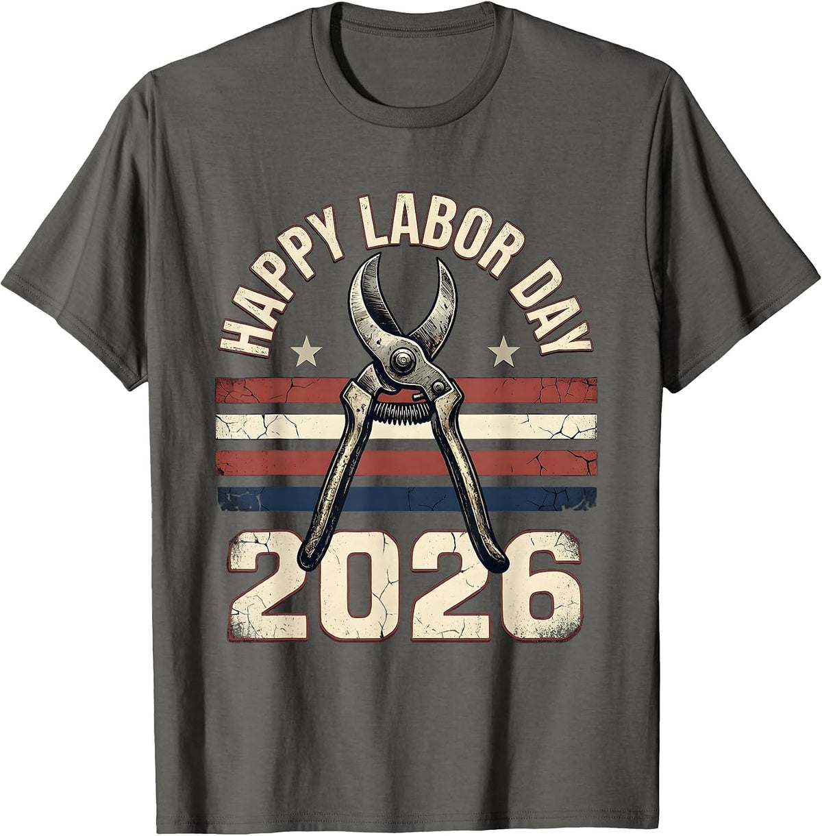 Happy Labor Day 2026 Distressed Patriotic Union Worker Pride T-Shirt - Asphalt Grey