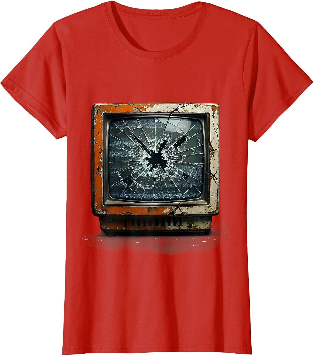 Punk Smashed TV Screen Graphic T-Shirt - Red