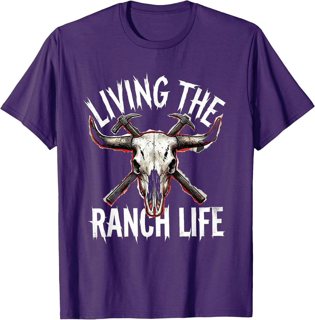 Men's Living the Ranch Life Western Graphic Design T-Shirt - Purple