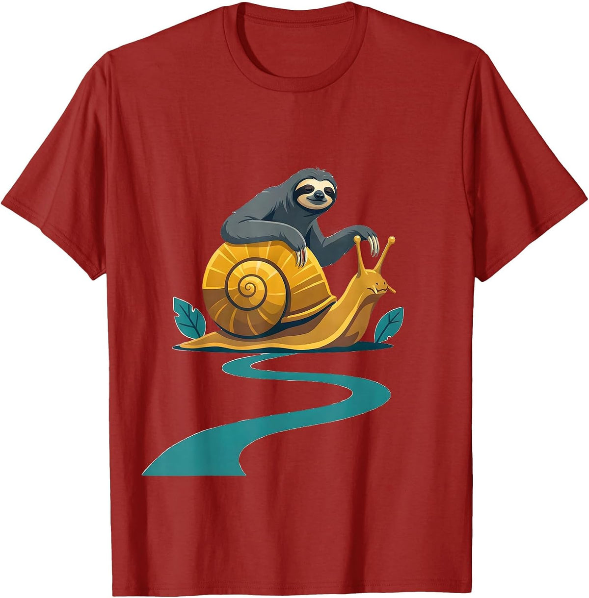 Sloth Snail Ride Funny Sloth Lover Gift T-Shirt, Men, Cranberry Red, Small - As Pictured