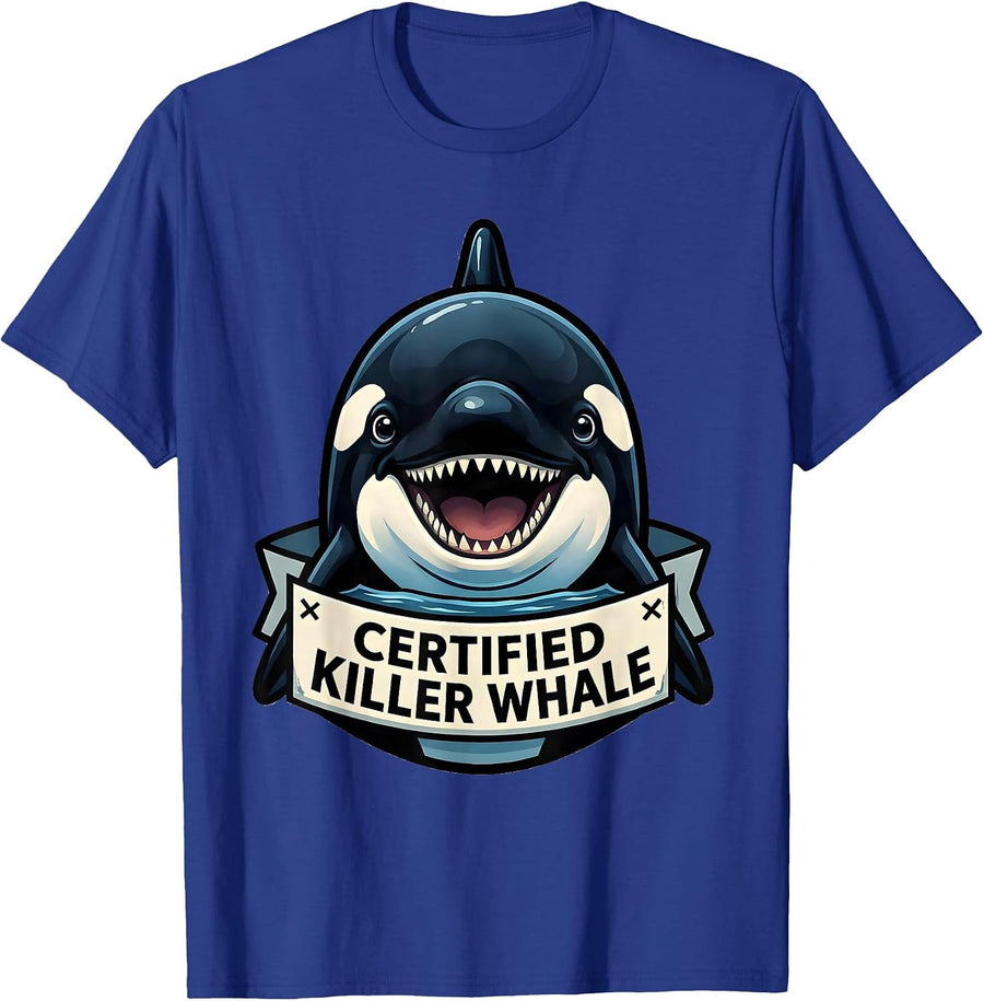 Certified Killer Whale Cartoon Orca Ocean Wildlife Lover T-Shirt - Royal Blue