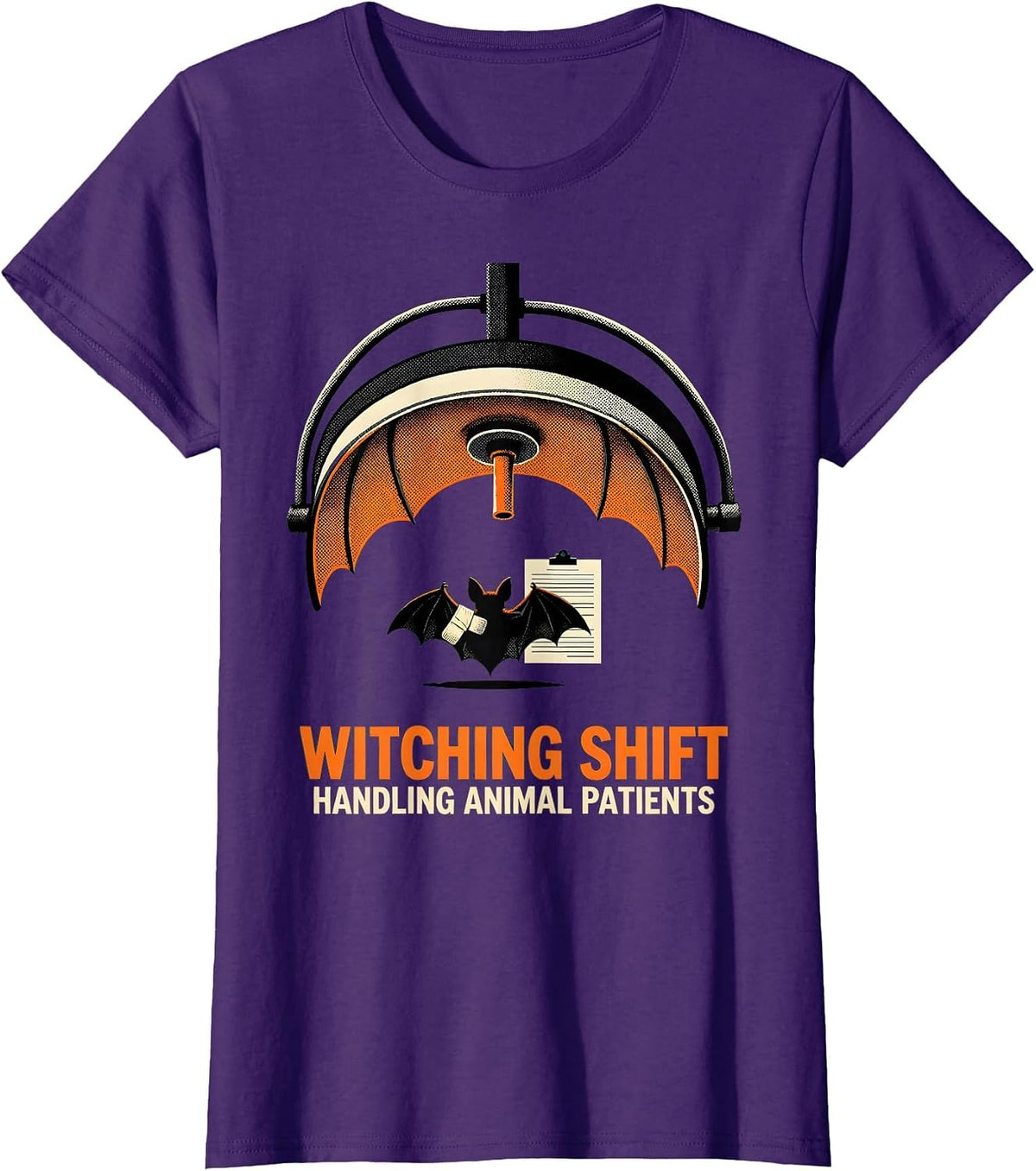 Women's Witching Shift, Handling Animal Patients Vet Tech T-Shirt - Purple