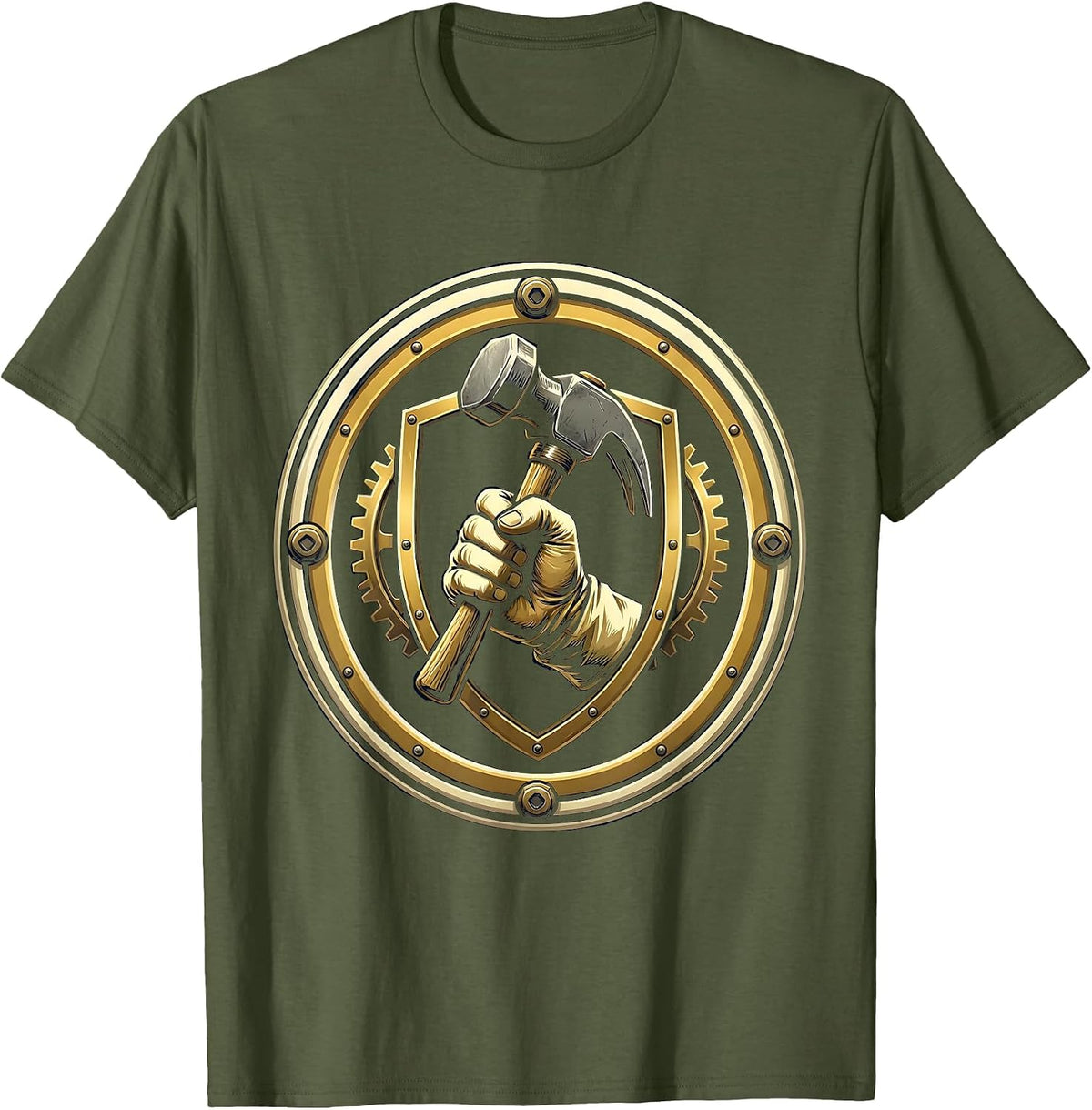 Men's Gloved Fist Sledgehammer Graphic T-Shirt - Olive Green