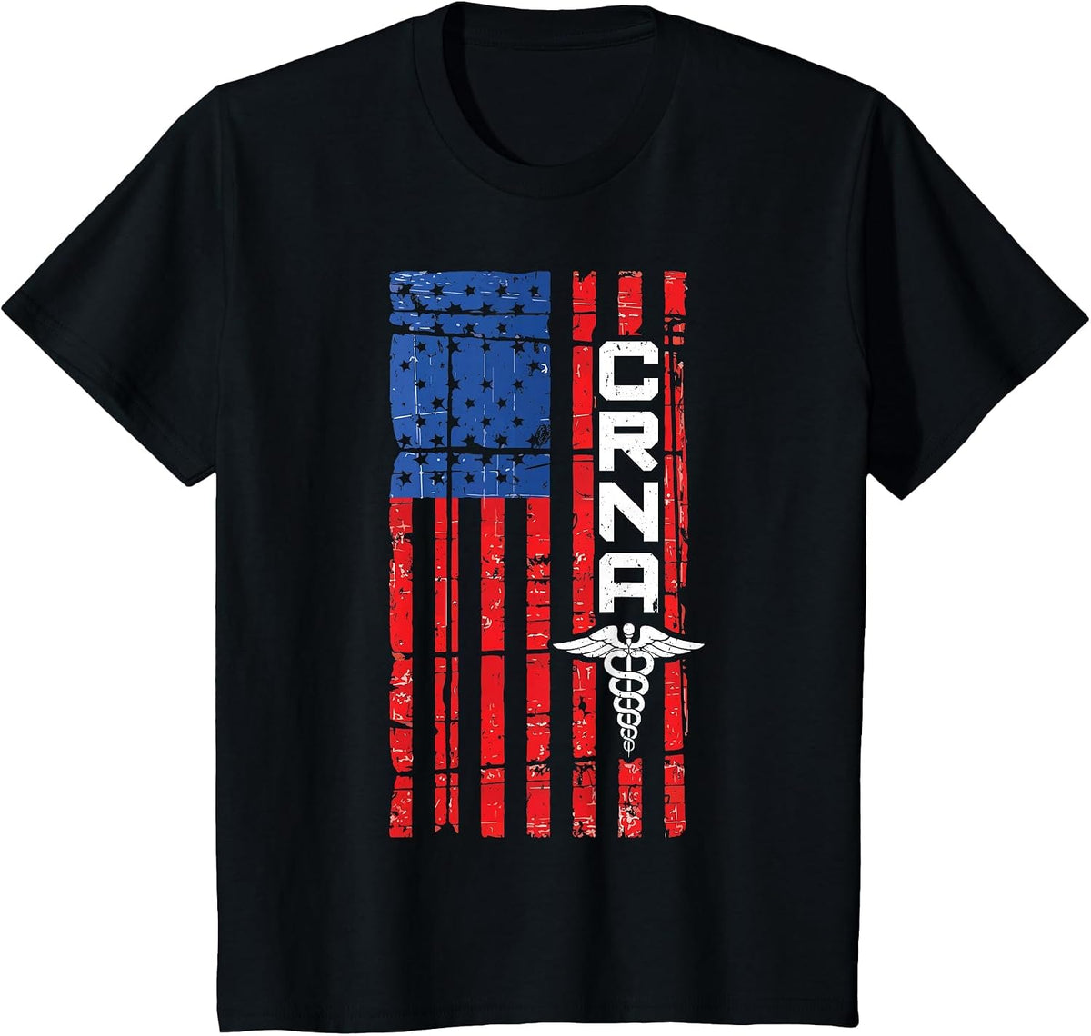 CRNA American Flag USA T-Shirt for Proud Nurses T-Shirt - Black