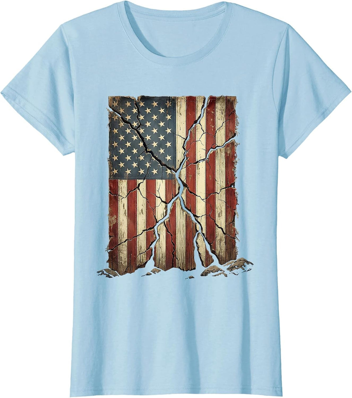 Labor Day Pickaxe Cracked Earth Graphic Tee T-Shirt - Baby Blue