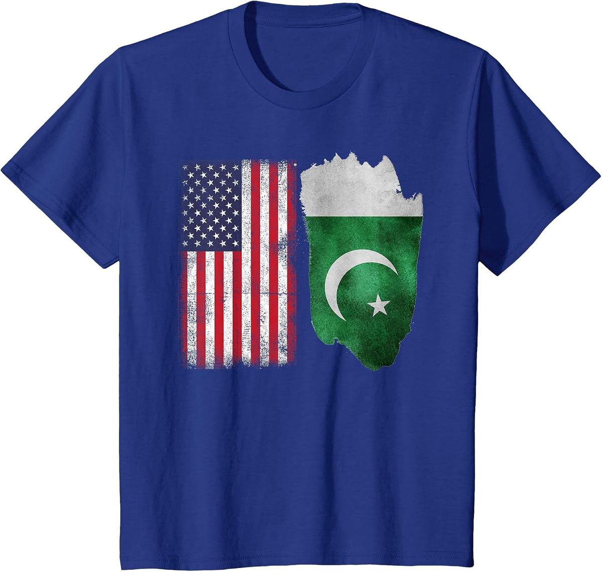 Pakistani Roots | Half American Flag | Pakistan T-Shirt - Royal Blue