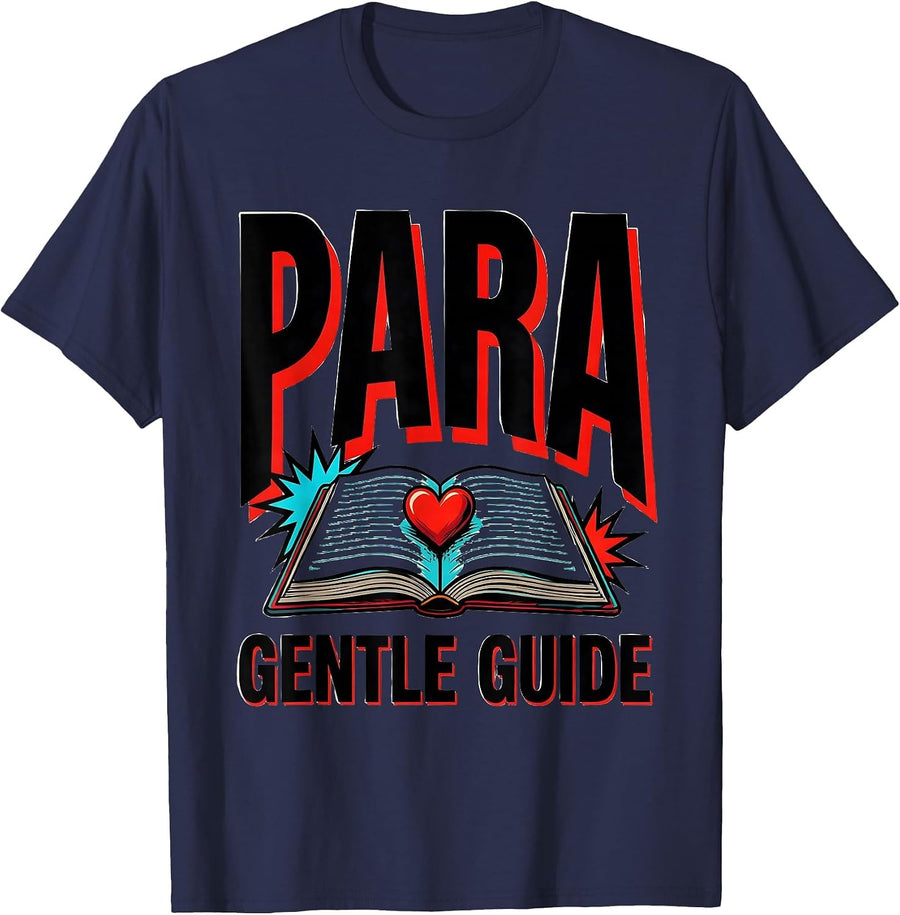 Para Gentle Guide Pop Art Teacher's Aide Appreciation T-Shirt - Navy Blue