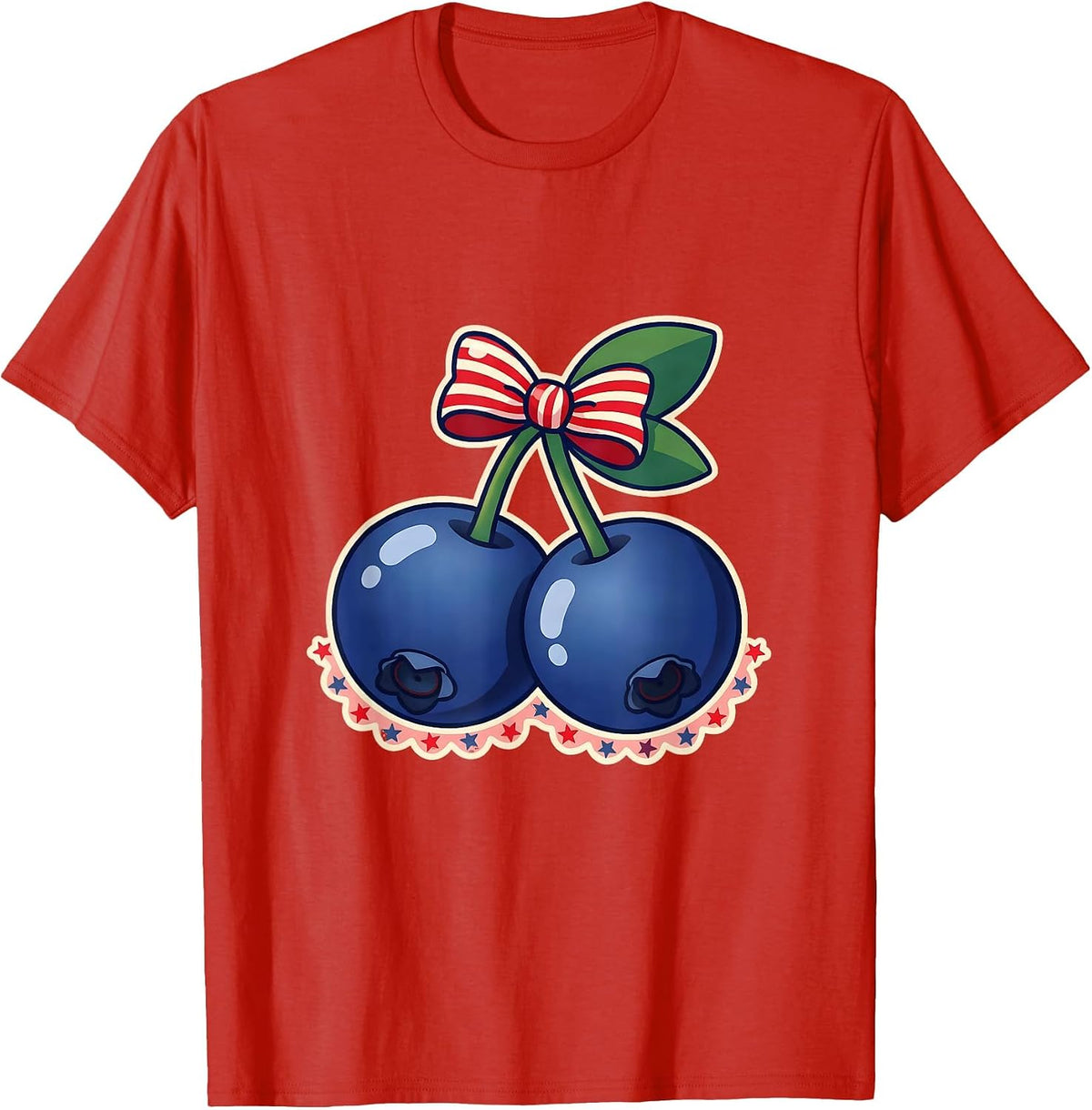 Men's Red White and Blueberries Patriotic Bush Design T-Shirt - Red