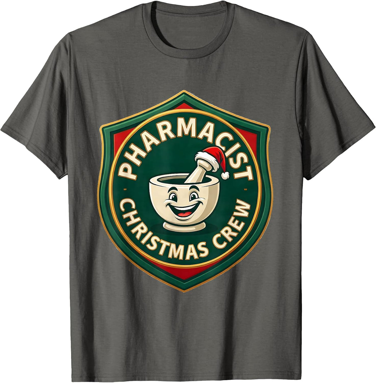 Men's Pharmacist Christmas Crew Funny Pharmacy Squad Holiday T-Shirt - Asphalt Grey