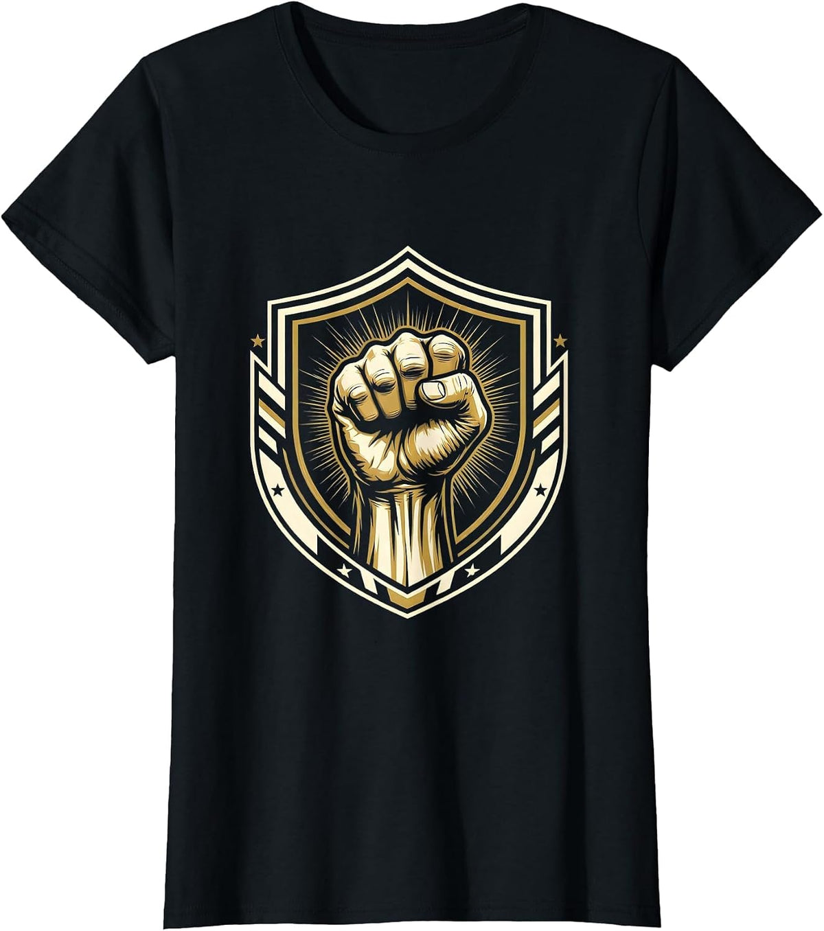 Labor Day Raised Fist Power Graphic Design T-Shirt - Black