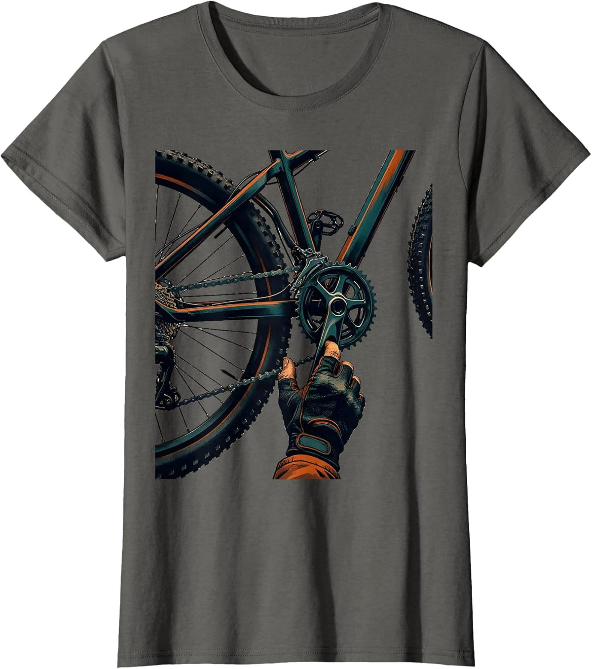 Women's Mountain Bike Drivetrain Humor Cycling Enthusiast Gift T-Shirt - Asphalt Grey