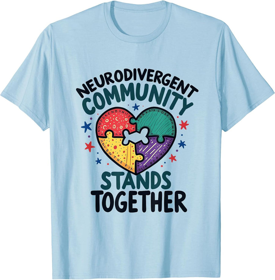 Neurodivergent Community Unity Design T-Shirt - Baby Blue