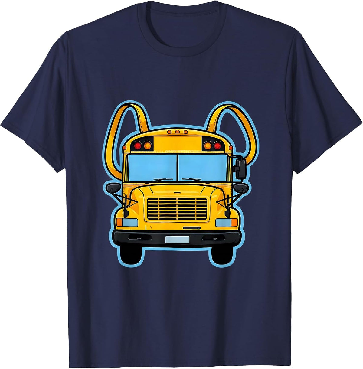 Men's School Bus Costume Bib Funny Bus Driver Halloween T-Shirt - Navy Blue