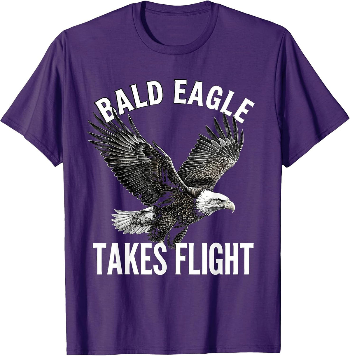 Men's Bald Eagle Takes Flight Patriotic Wildlife Bird Nature T-Shirt - Purple