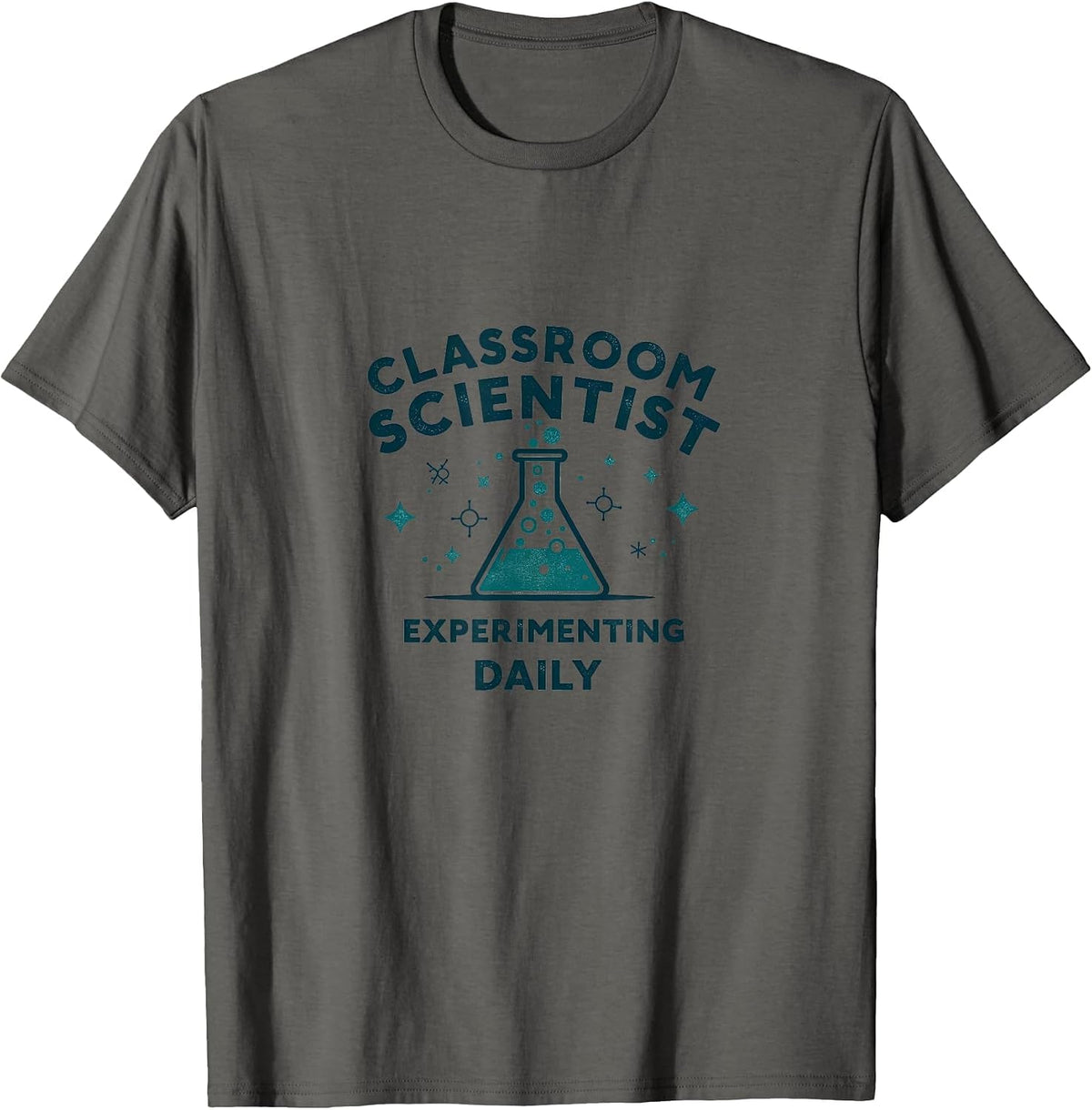 Classroom Scientist Experimenting Daily Teacher T-Shirt - Asphalt Grey