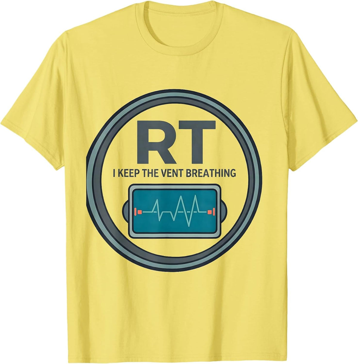 Men's RT I Keep The Vent Breathing Funny Respiratory Therapist T-Shirt - Lemon Yellow