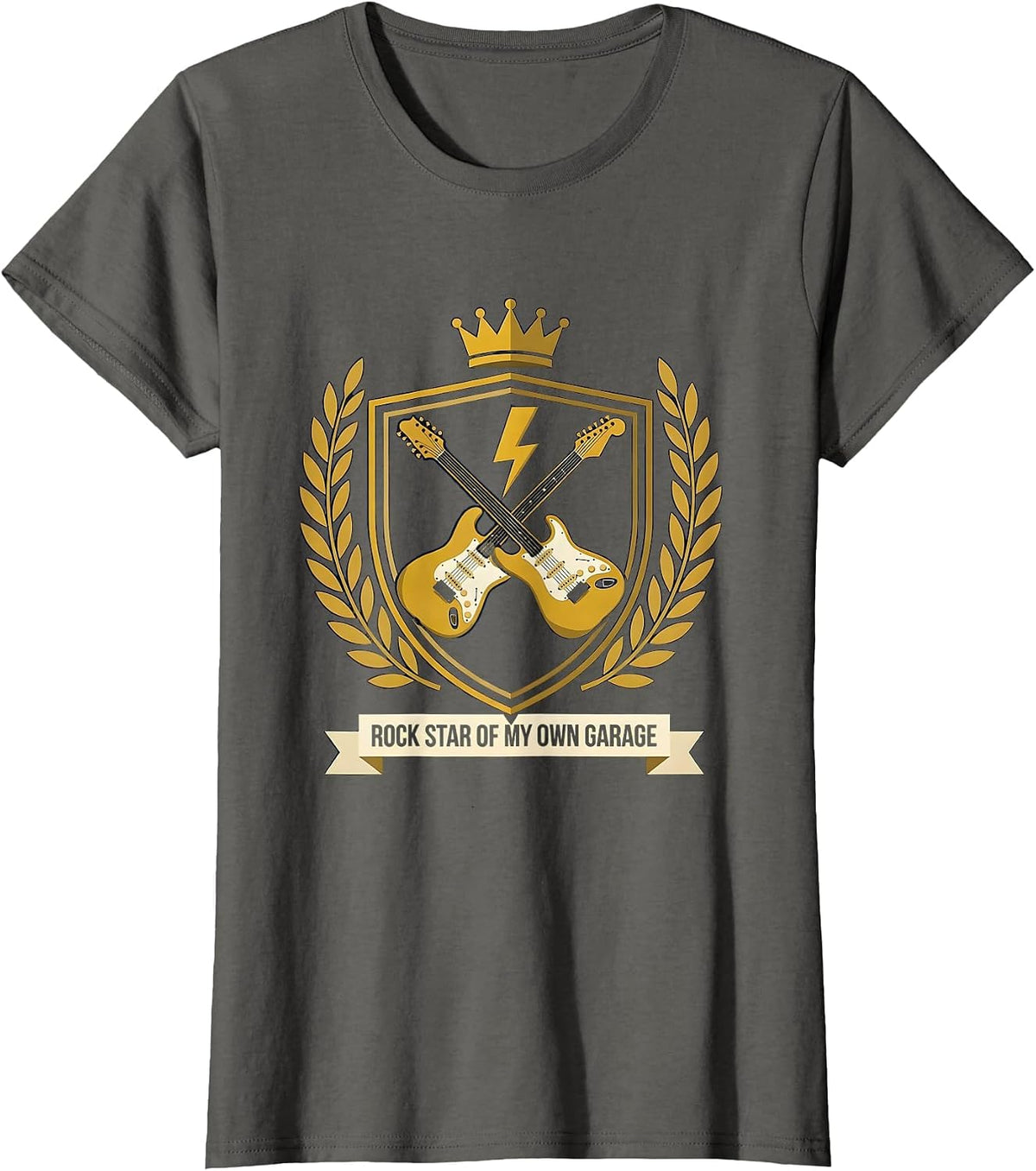Women's Rock Star Of My Own Garage Funny Rock Fan Heavy Metal Emblem T-Shirt - Asphalt Grey