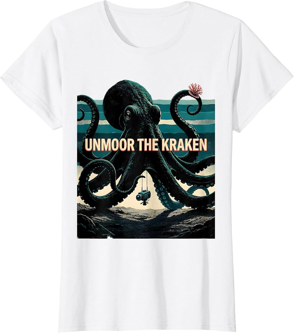 Unmoor The Kraken Vintage Kraken Octopus Marine Biology T-Shirt - White