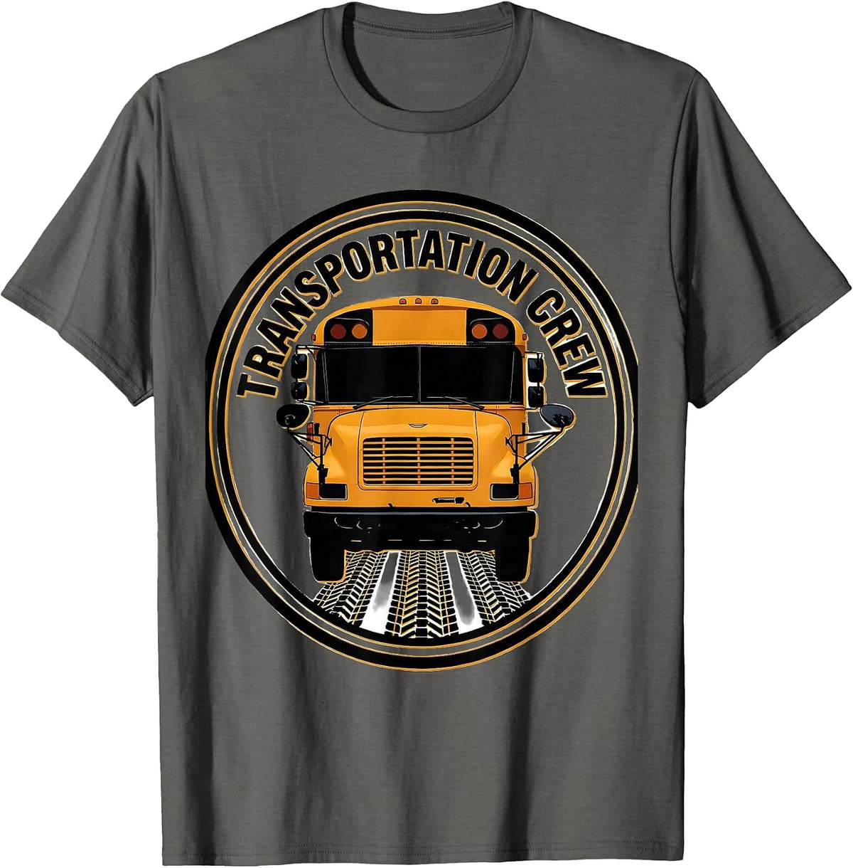 Transportation Crew Screenprint Bus Driver Transportation T-Shirt - Asphalt Grey