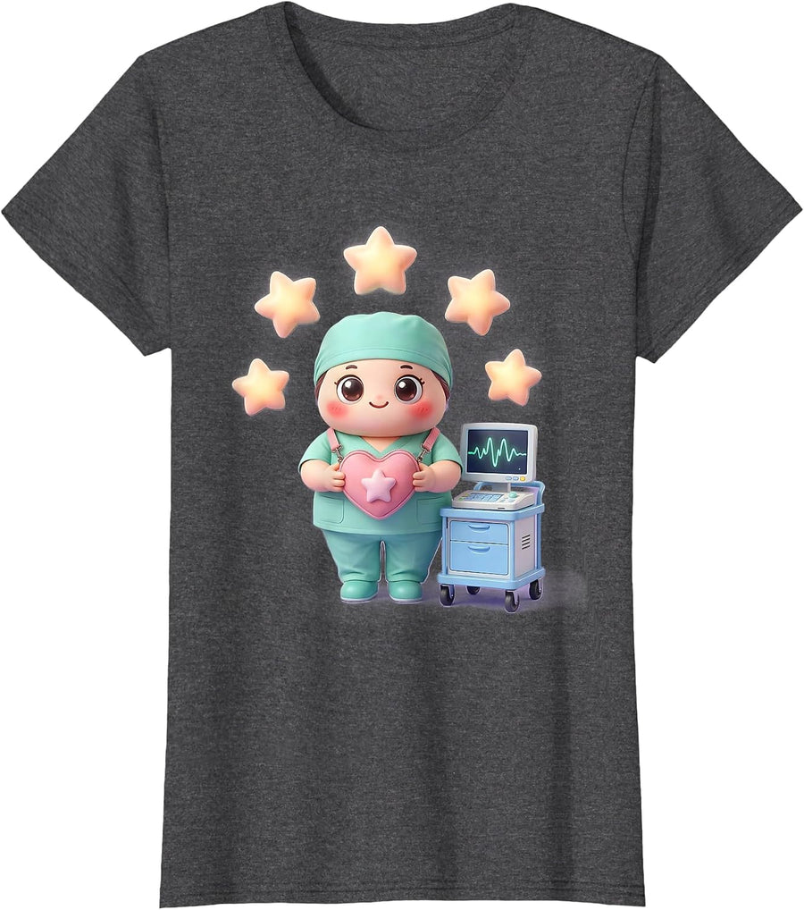 Women's Cute Patient Care Technician Kawaii Appreciation Week Gift T-Shirt - Dark Heather Grey