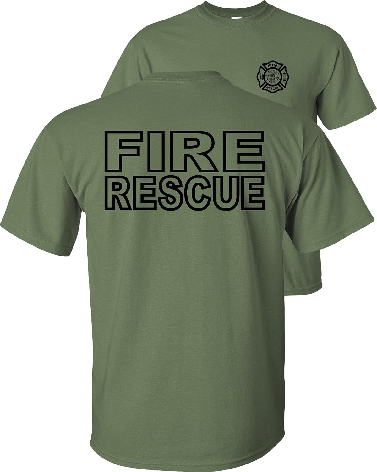 FAIR GAME Fire Rescue T-Shirt - Military Green-black Design