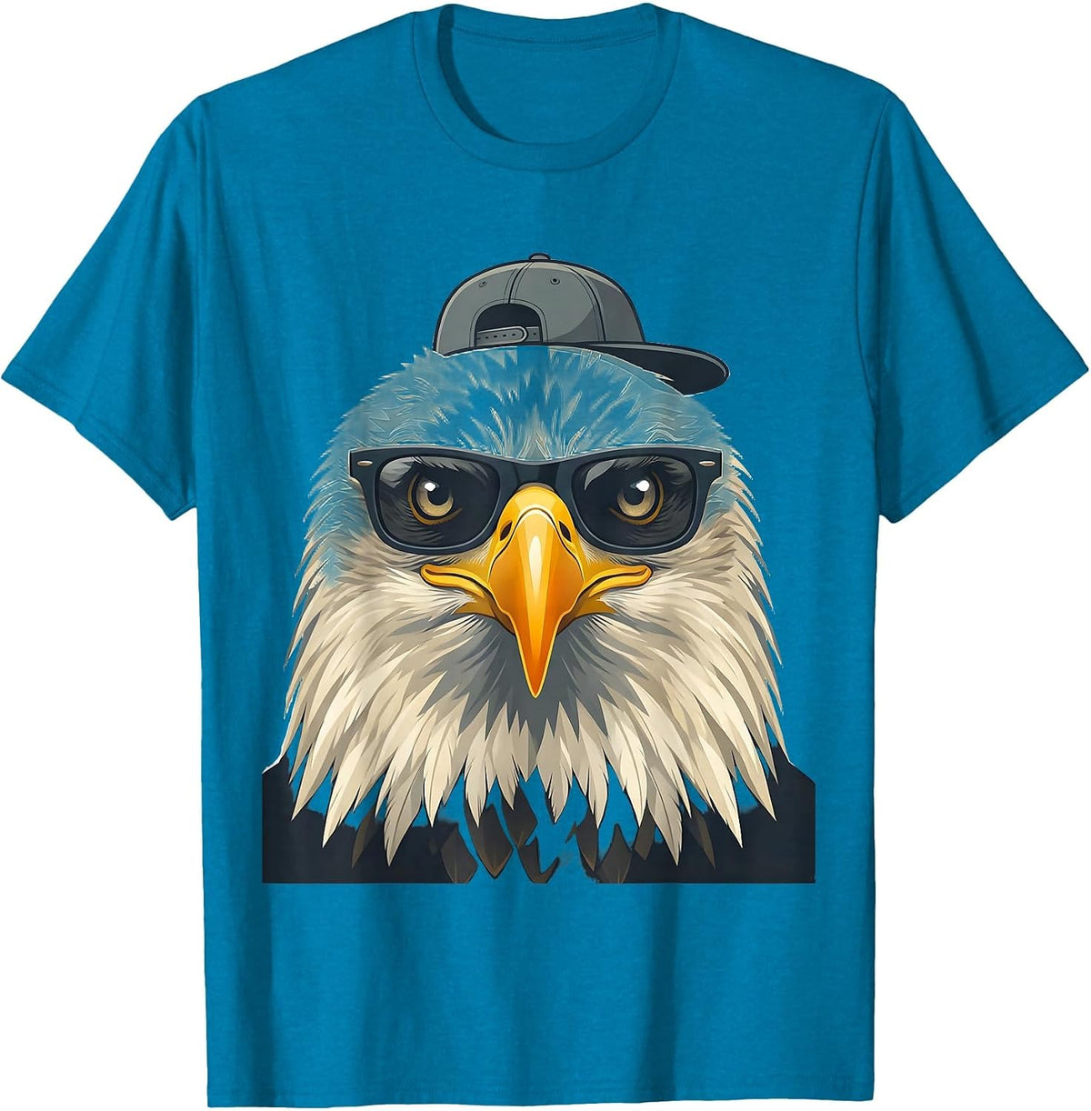 Bald Eagle Sunglasses Novelty Mascot Funny Animal Lover T-Shirt - Sapphire Blue