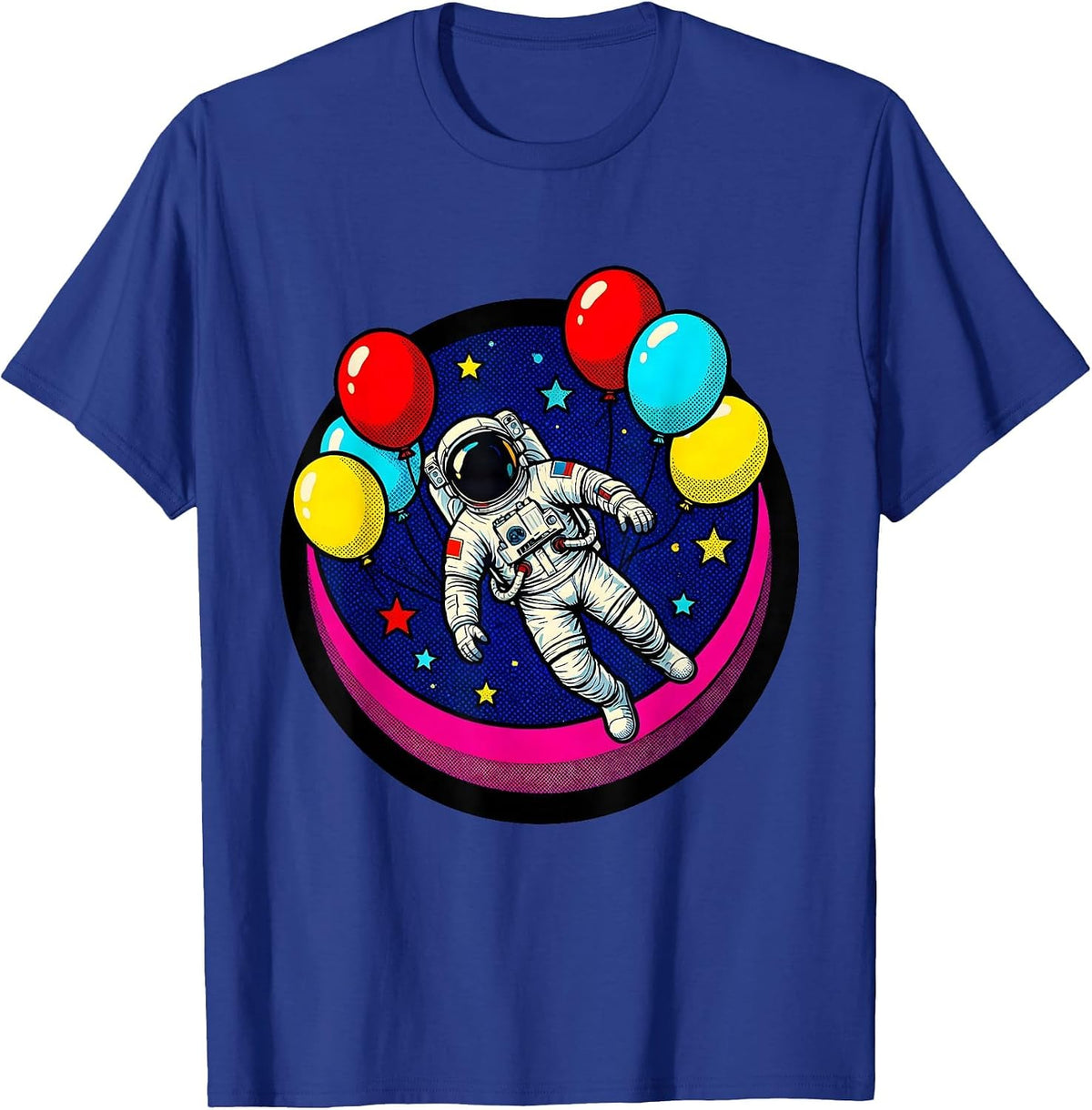 Men's 21st Birthday Astronaut Space Balloon Illustration T-Shirt - Royal Blue