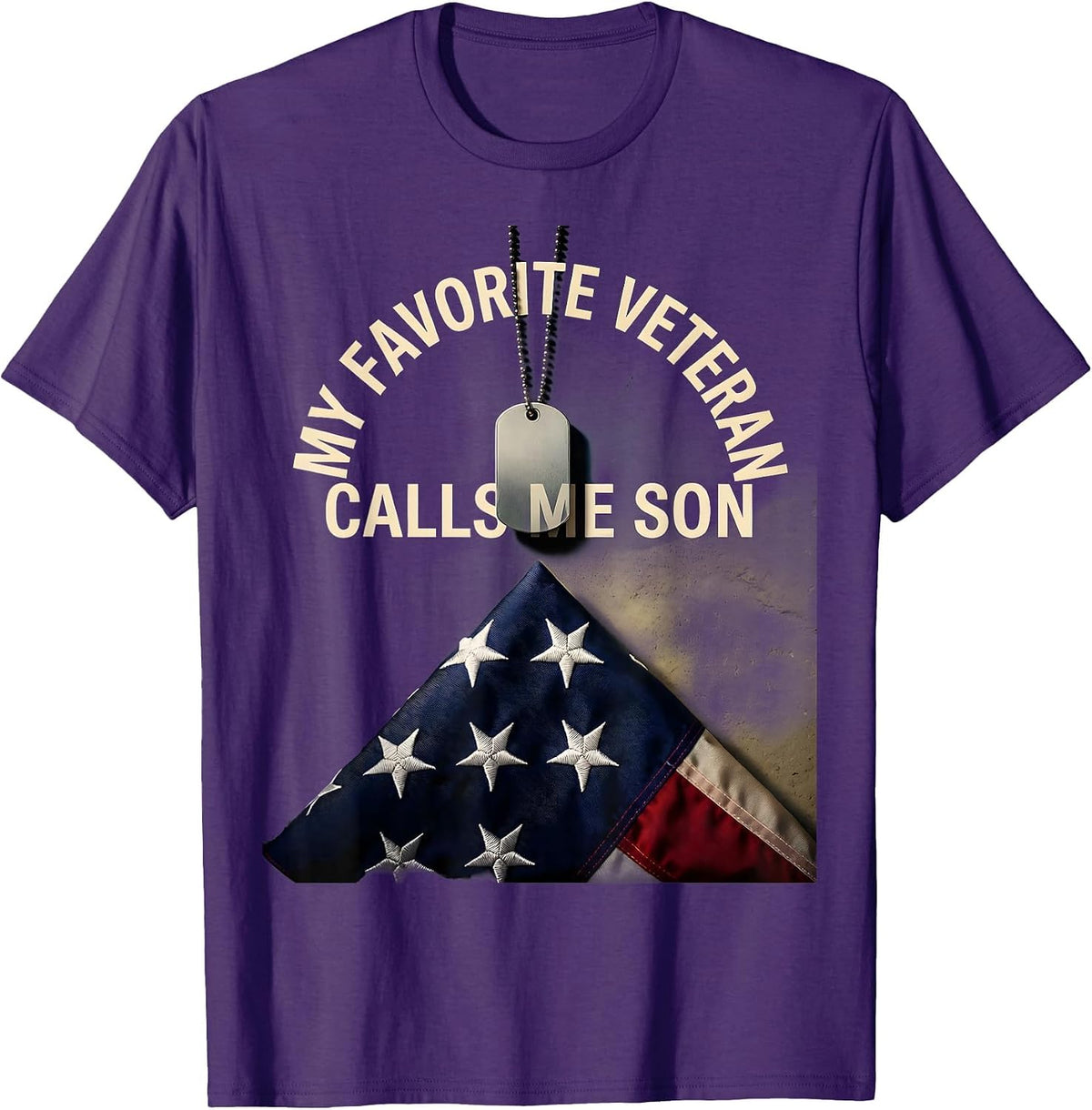 My Favorite Veteran Calls Me Son Patriotic Veteran Dad Gift T-Shirt - Purple