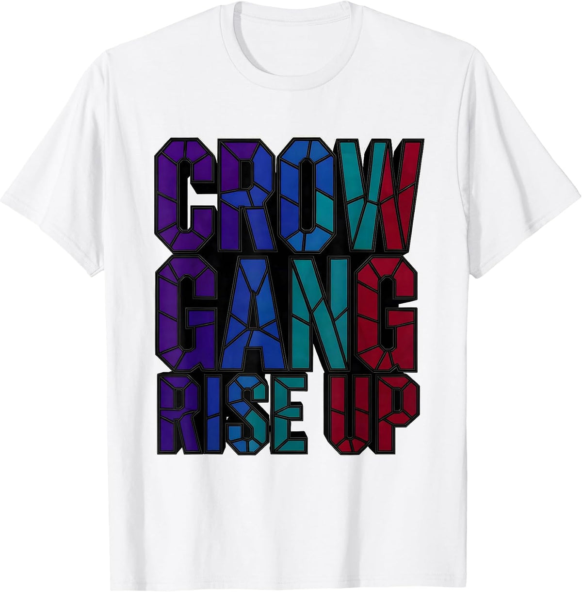 Men's Crow Gang Rise Up Bold Crow Graphic Design T-Shirt - White