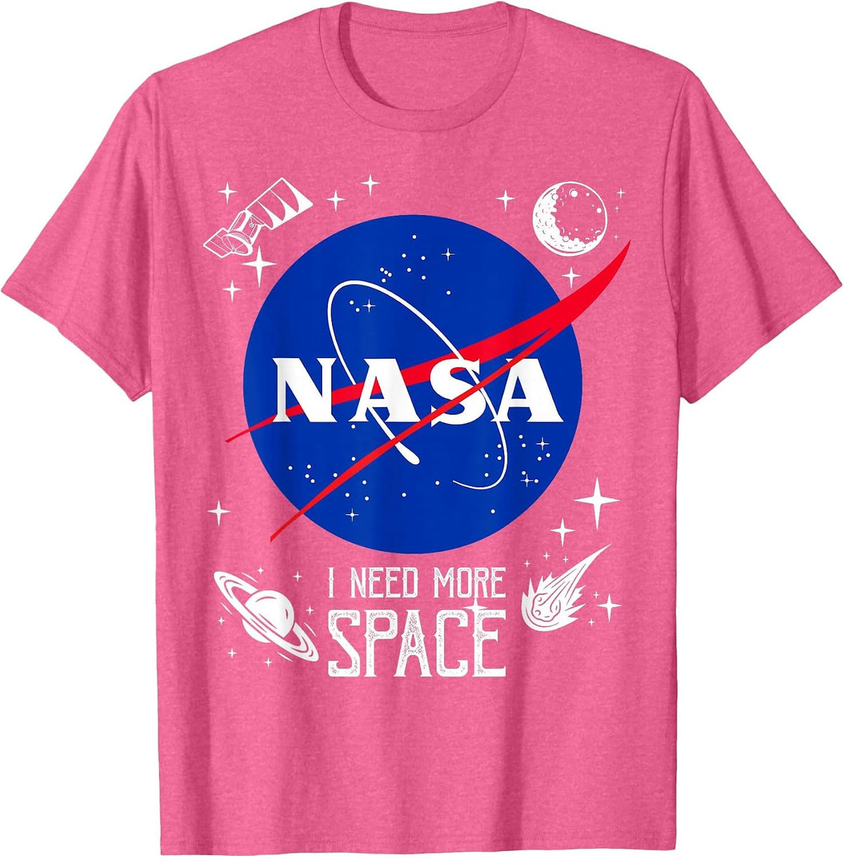 NASA Meatball Logo Classic I Need More Space T-Shirt - Pink Heather