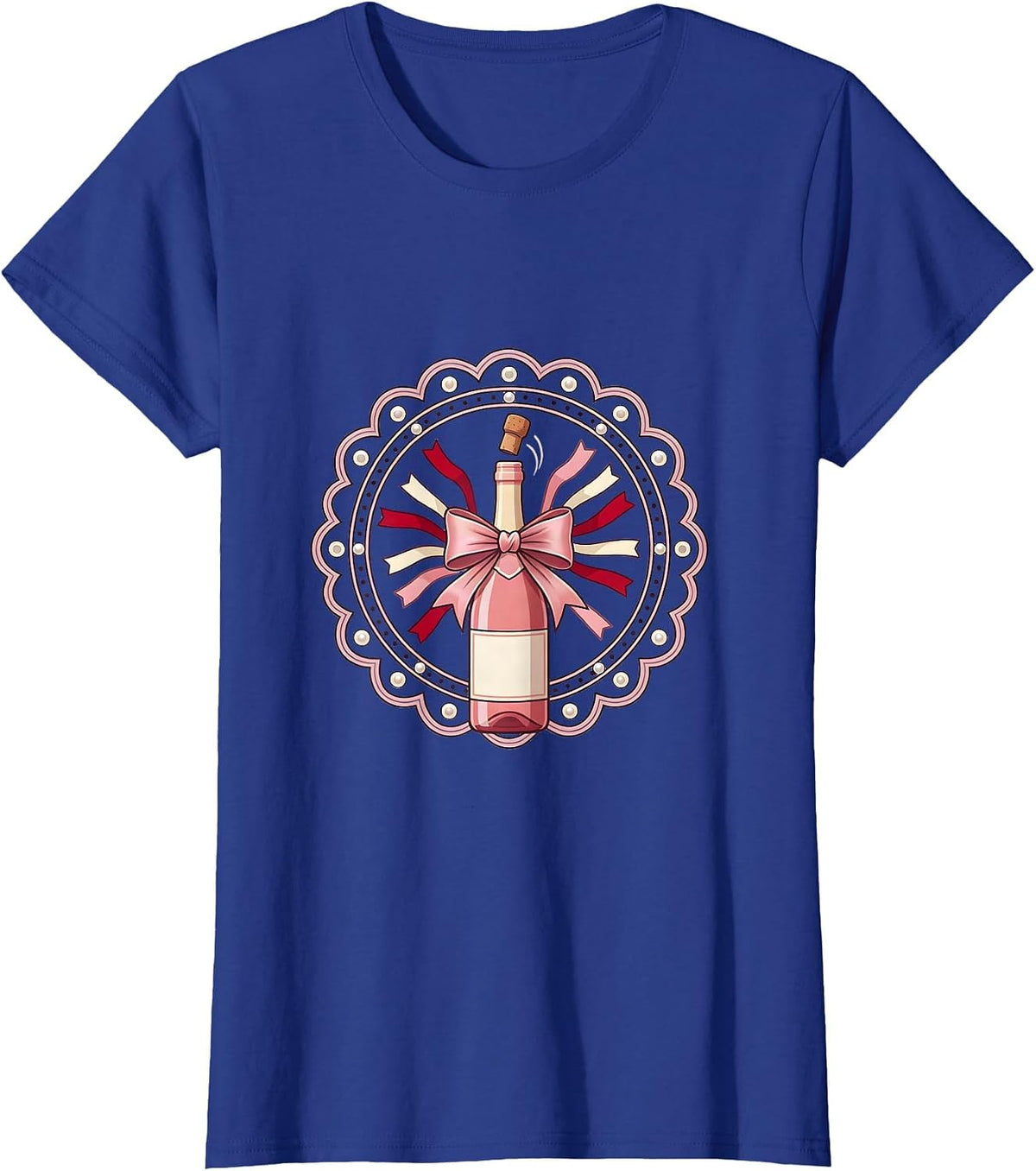 Women's Birthday Champagne Pop Confetti Celebration Graphic T-Shirt - Royal Blue