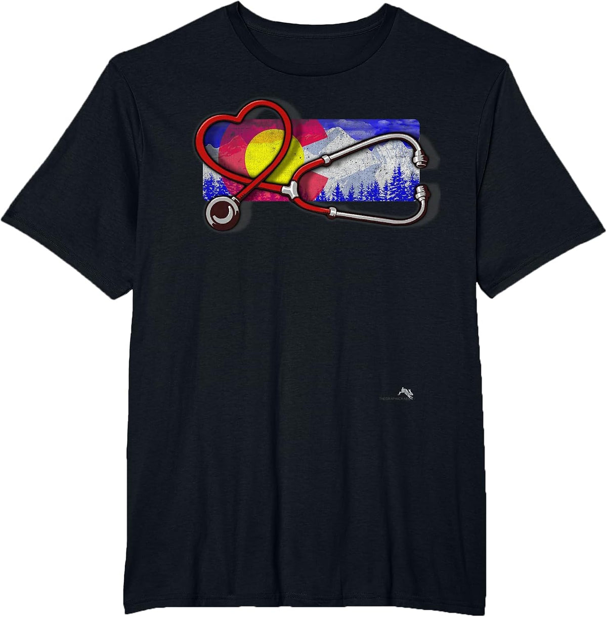 Colorado Nurse T-Shirt - Heart & Stethoscope T-Shirt - Black