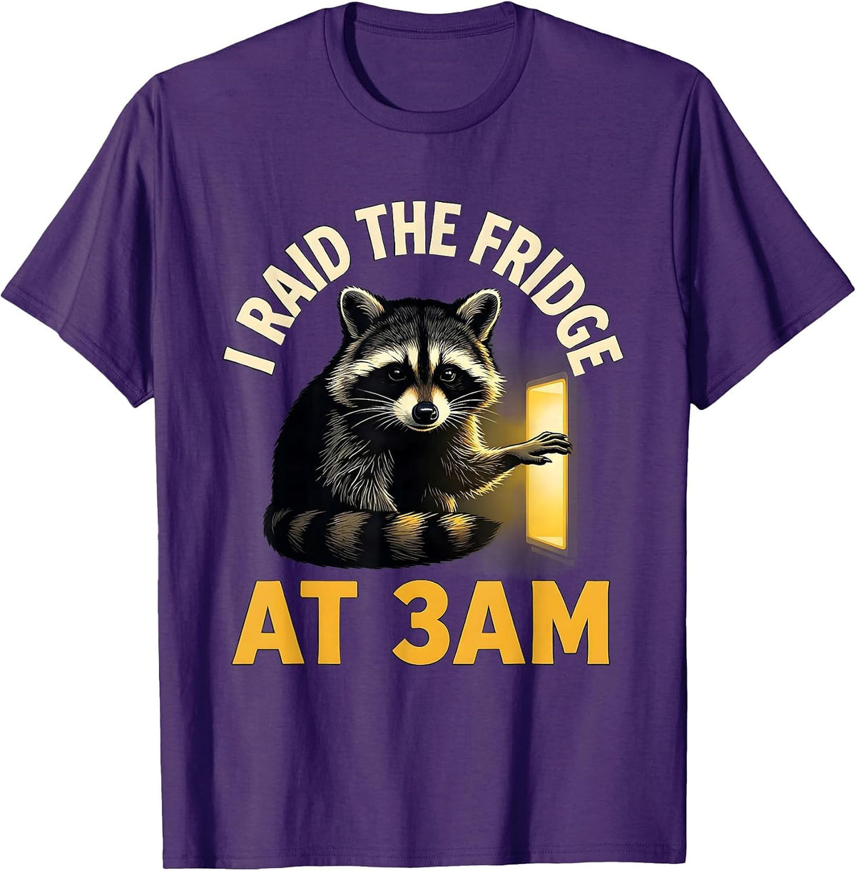 I Raid The Fridge At 3am Funny Raccoon Meme Trash Panda T-Shirt - Purple
