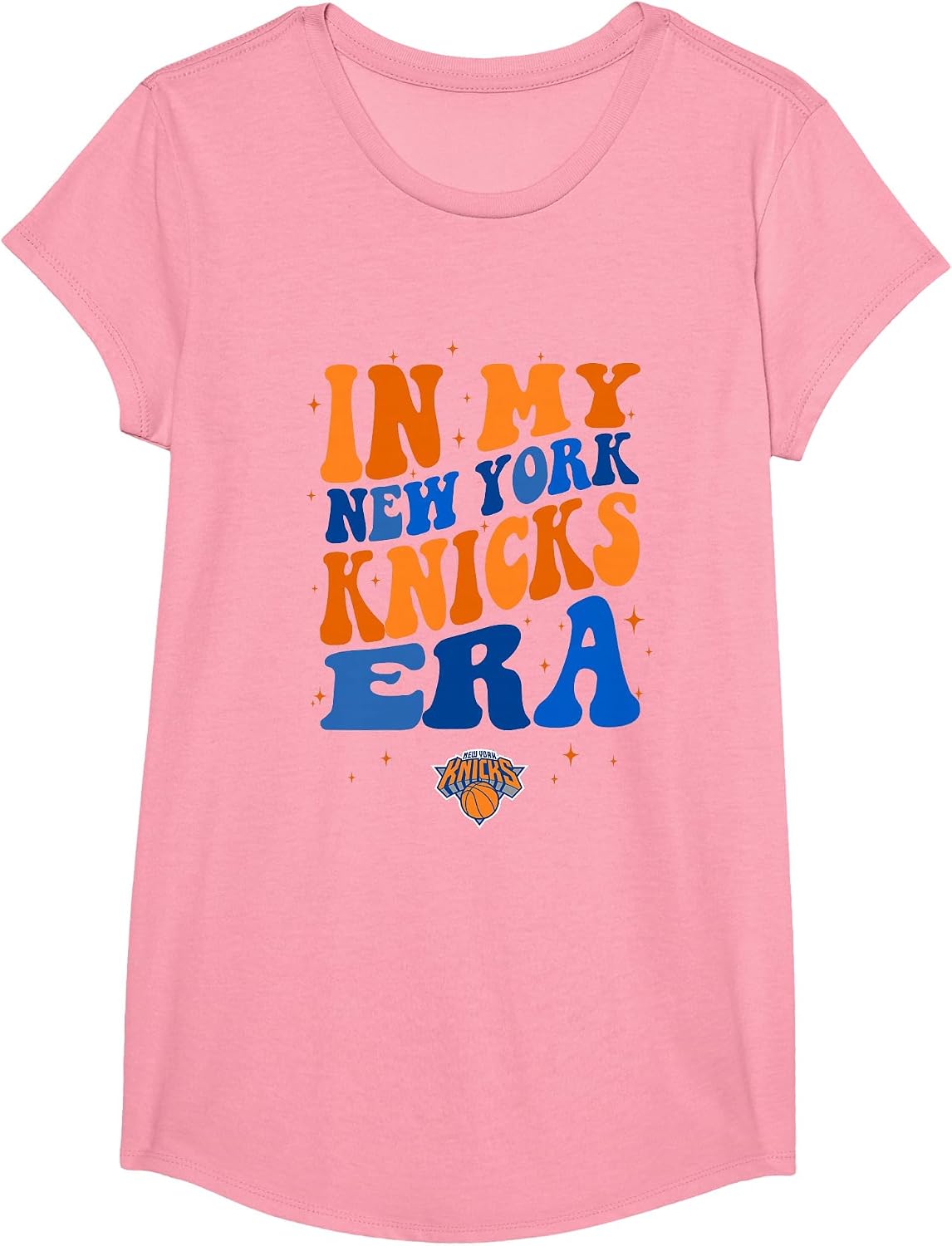 NBA in My New York Knicks Era Retro Wave Logo T-Shirt - Girls Pink