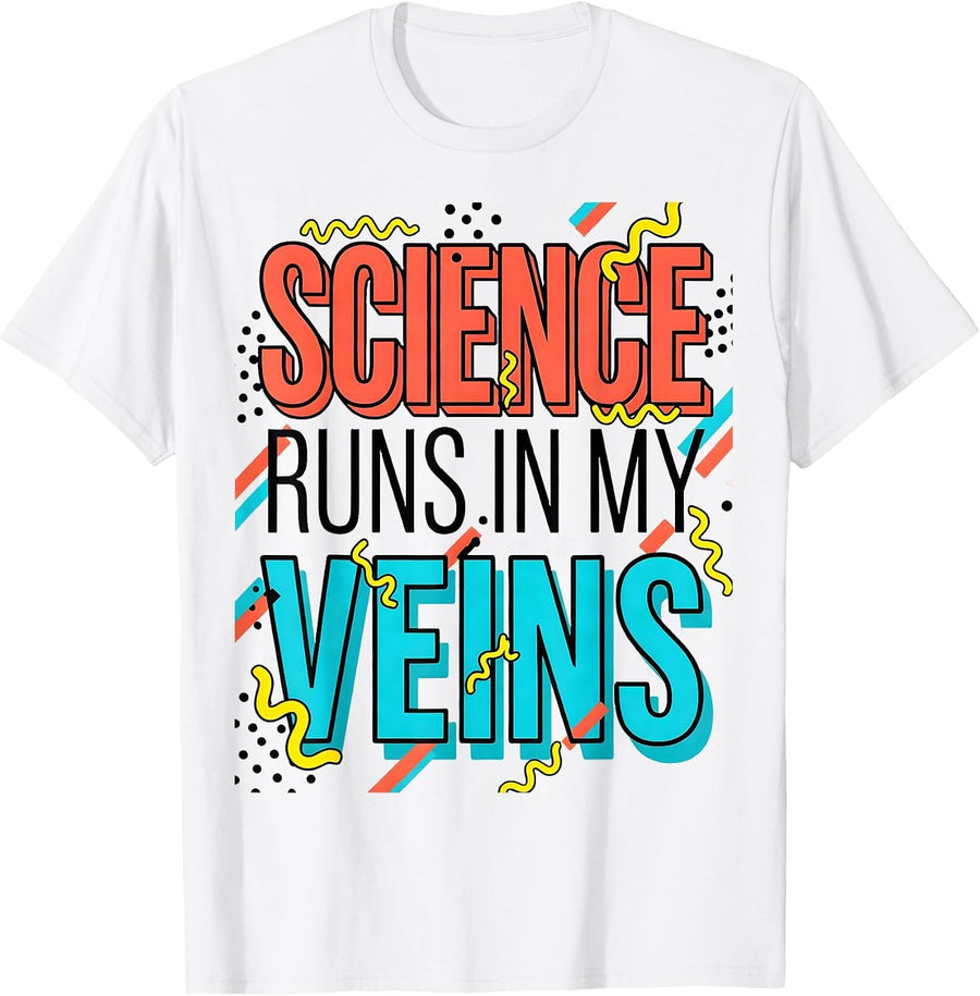 Men's Science Runs In My Veins Back to School Teacher T-Shirt - White