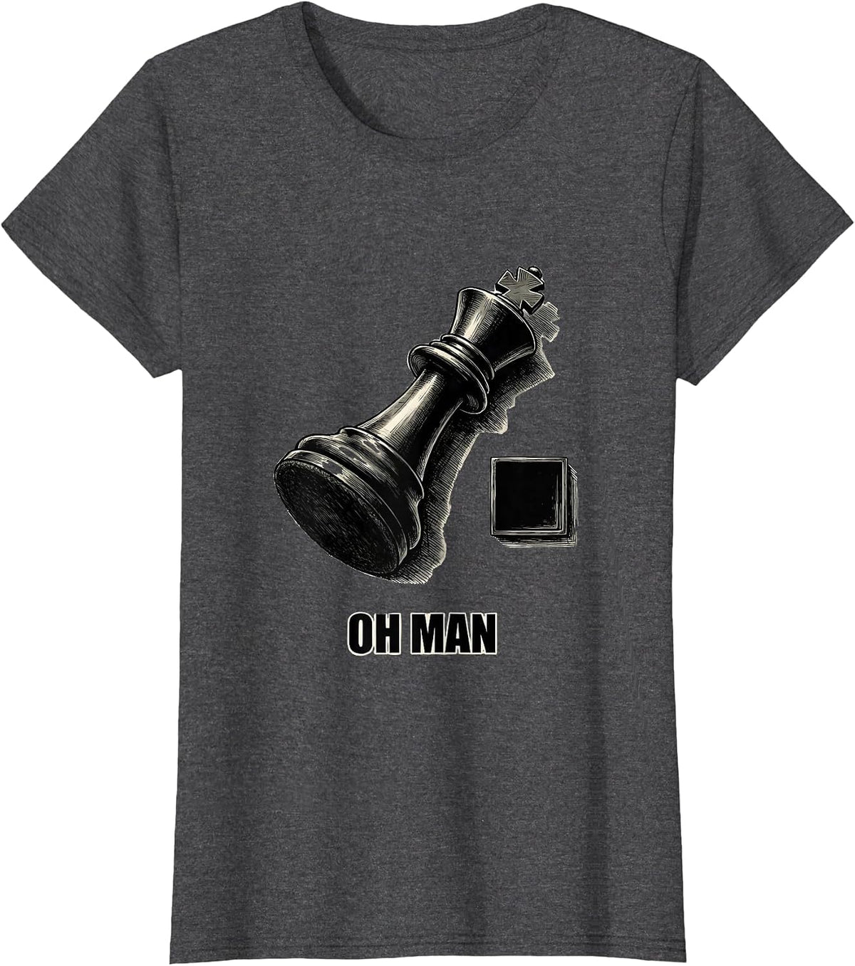 Women's Oh Man Funny Chess Player Lover Chess Enthusiast Gift T-Shirt - Dark Heather Grey