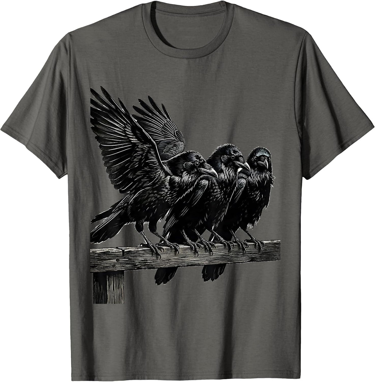 Men's Attempted Murder Crows Dark Humor Bird Lover Pun T-Shirt - Asphalt Grey