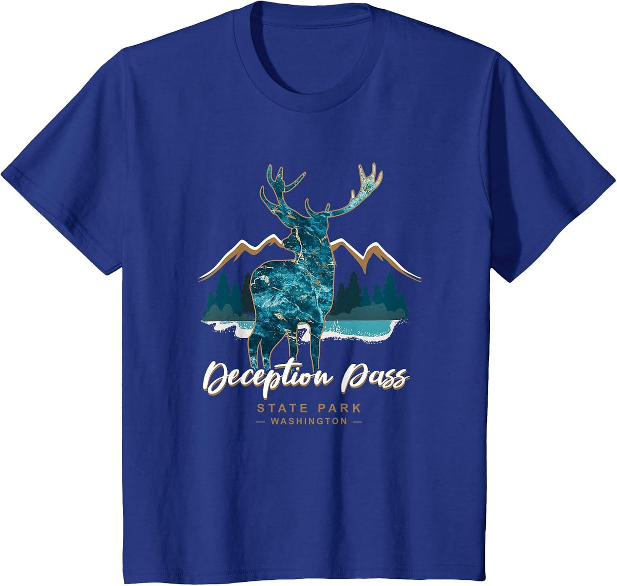 Deception Pass State Park Oak Harbor Washington USA Camping T-Shirt - Royal Blue