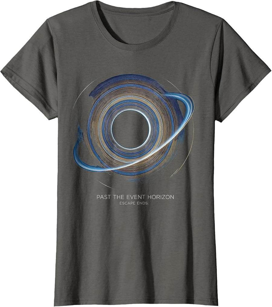 Past The Event Horizon, Escape Ends Cosmic Astrophysics T-Shirt, Women, Asphalt Grey, XX-Large - As Pictured