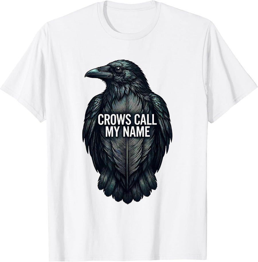 Men's Crows Call My Name Mystical Crow Design T-Shirt - White