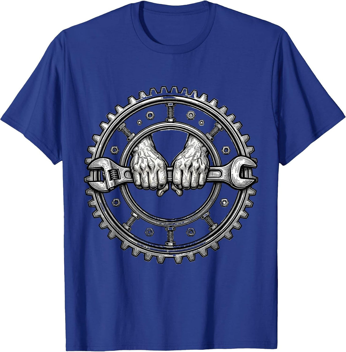 Mechanic Torque Wrench Grip Graphic Design T-Shirt - Royal Blue